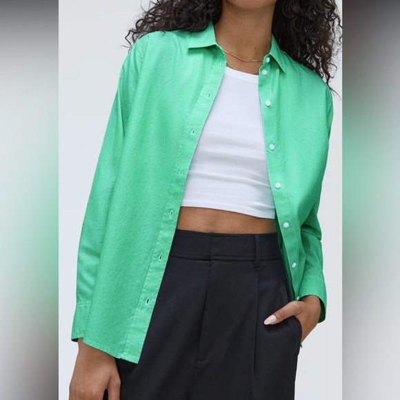 NWT Everlane Silky Cotton Relaxed Striped Button Down Oxford Womens Shirt Size 0 - Picture 1 of 10